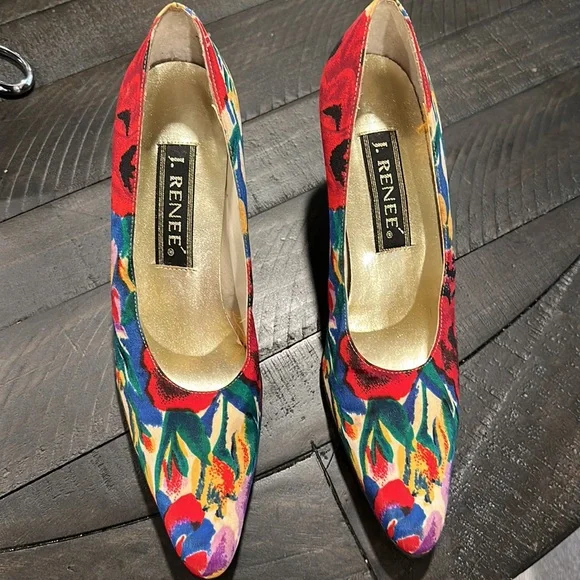 J. Renee Cabana Poppy Floral Vintage Heels - Picture 2 of 5